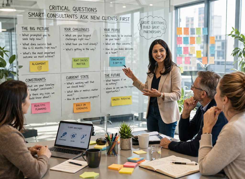 critical questions smart consultants ask new clients first