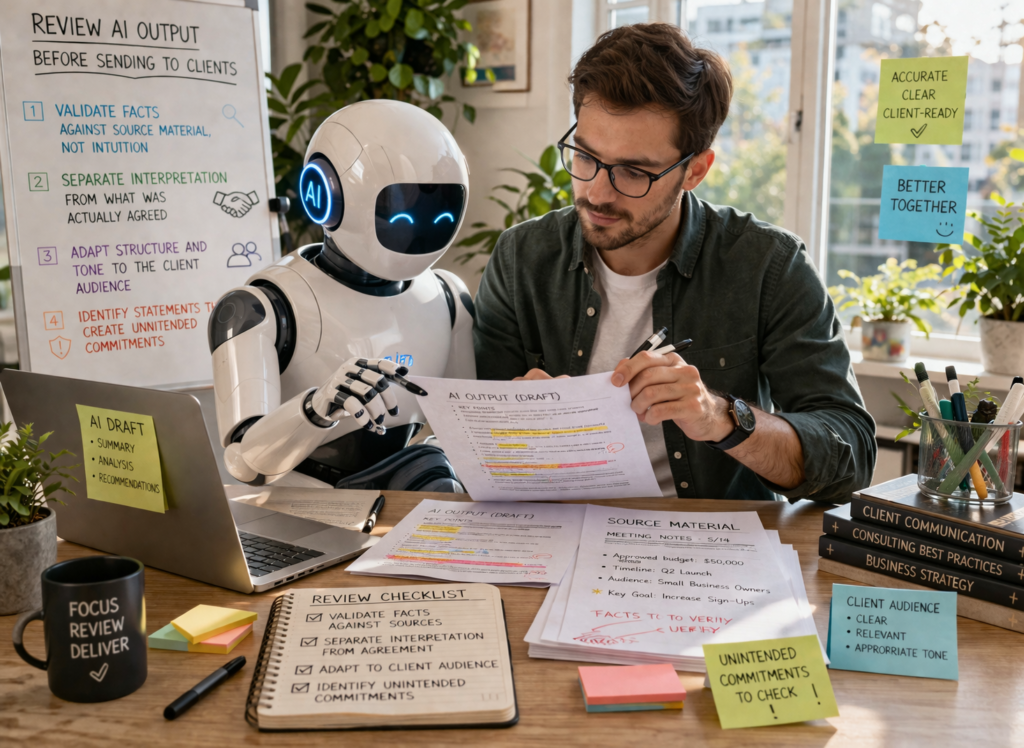 how to review ai output before sending to clients