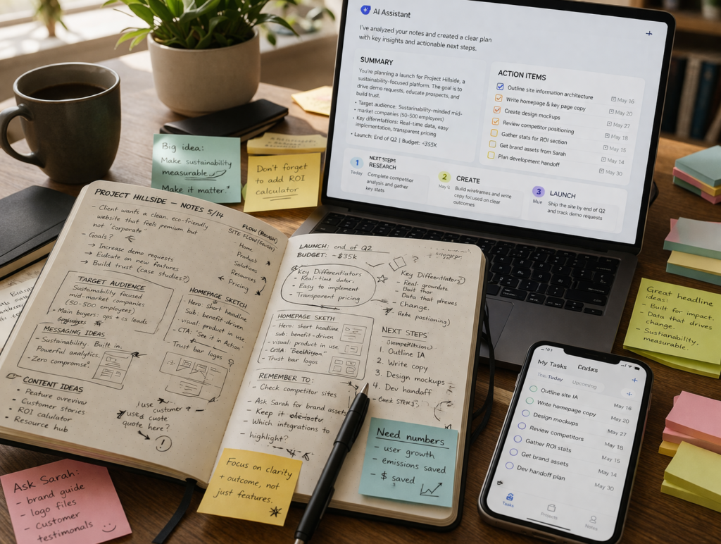 how to turn raw notes into clear actions with ai